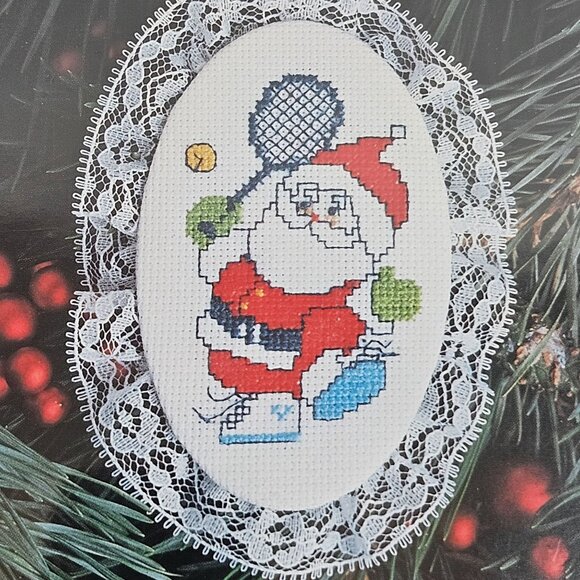 Designs For The Needle Lace Ornament Cross Stitch Kits Santa Themed Christmas - Picture 5 of 10